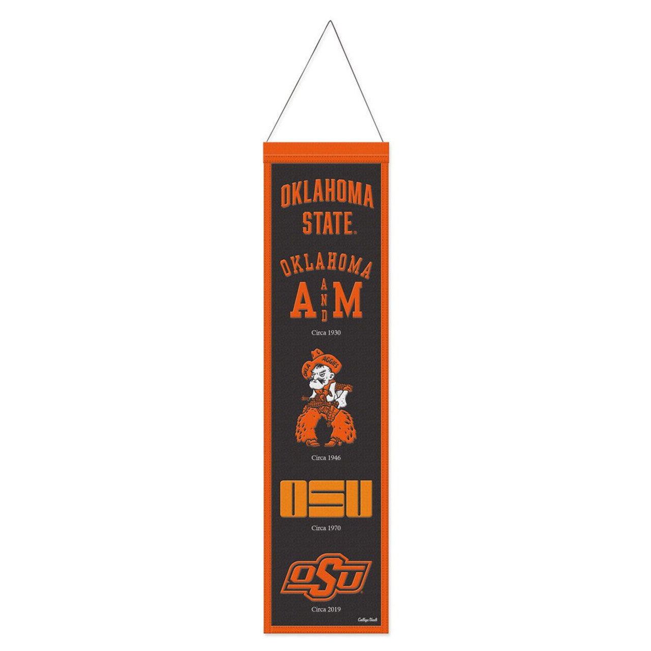 Oklahoma State Cowboys Banner Wool 8x32 Heritage Evolution Design