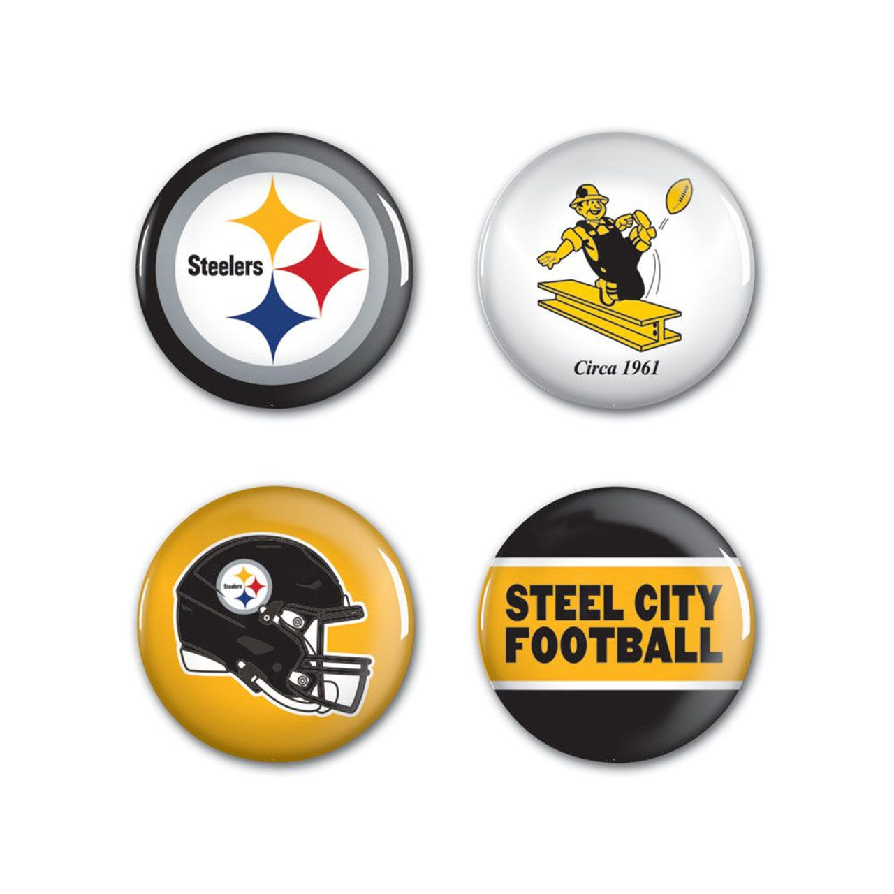 Pittsburgh Steelers Buttons 4 Pack