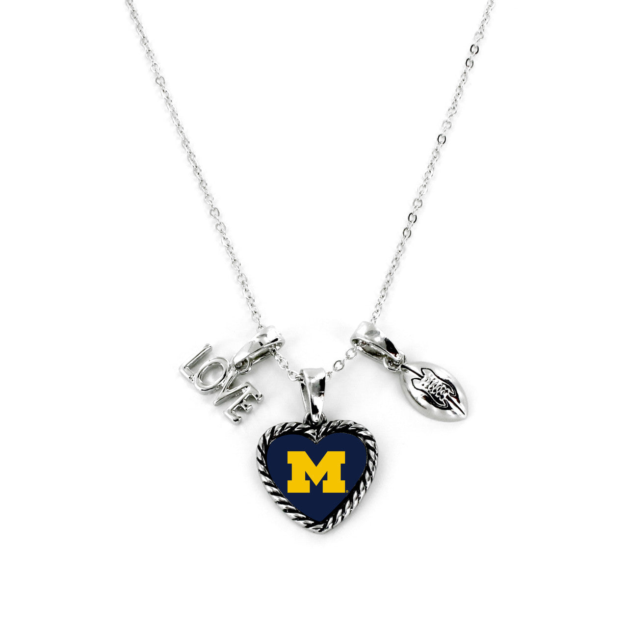 Michigan Wolverines Necklace Charmed Sport Love Football