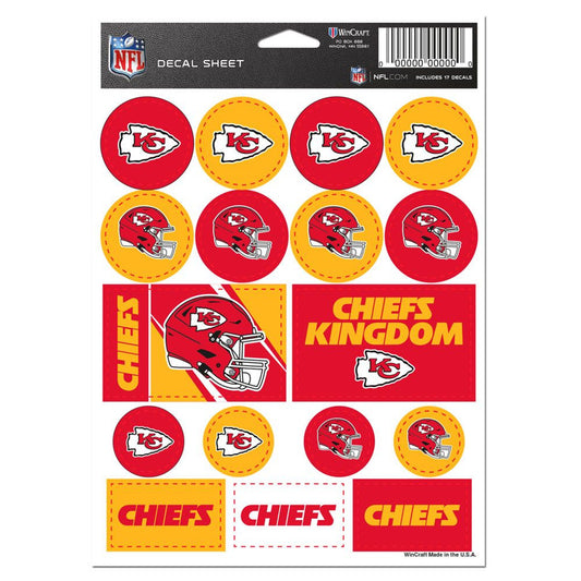 Kansas City Chiefs Decal Sheet 5x7 Vinyl