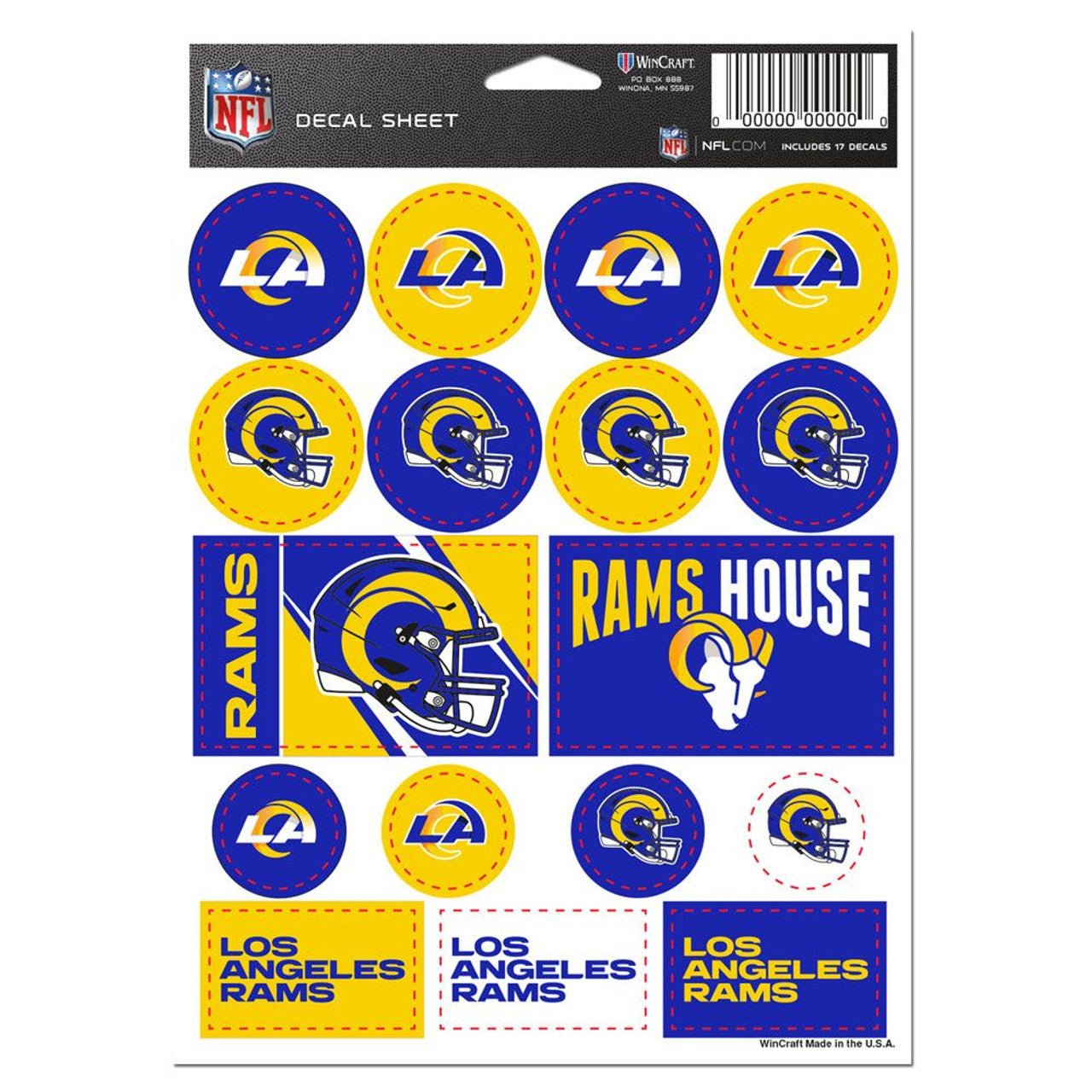 Los Angeles Rams Decal Sheet 5x7 Vinyl