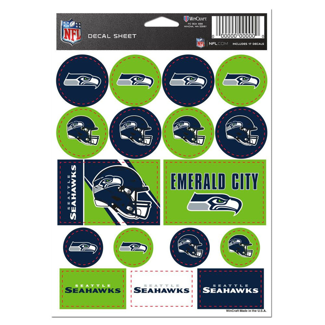 Seattle Seahawks Decal Sheet 5x7 Vinyl