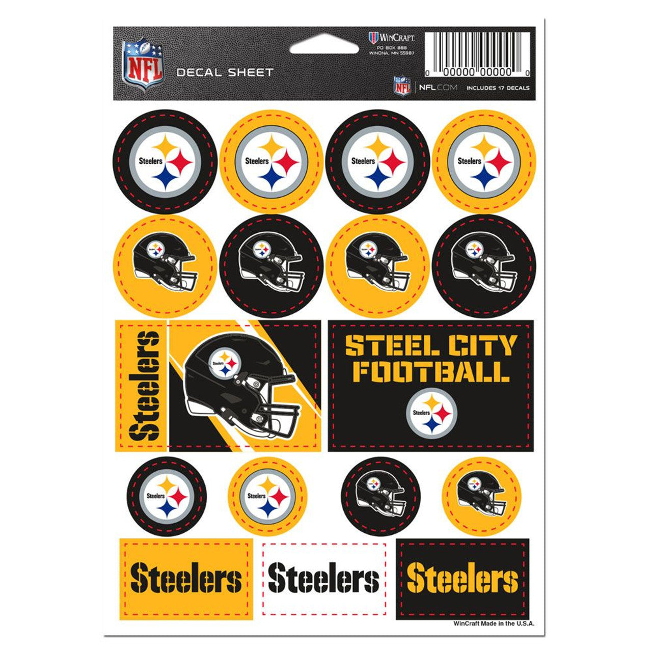 Pittsburgh Steelers Decal Sheet 5x7 Vinyl