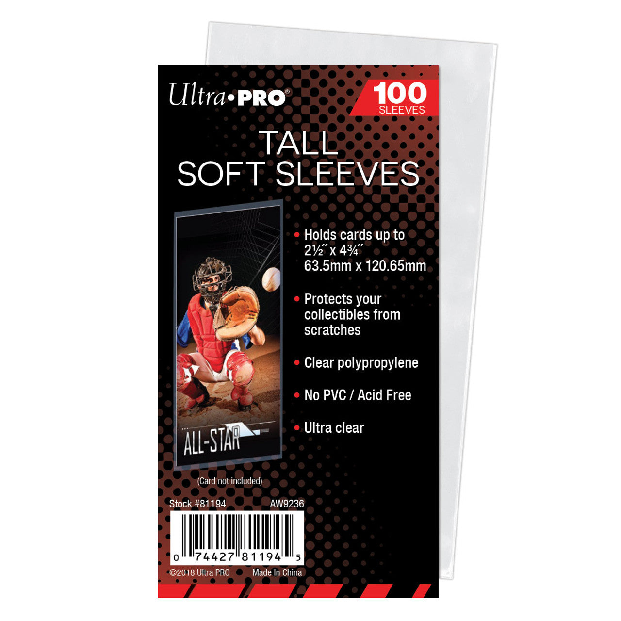Ultra Pro Card Sleeve - Tall (100 per pack)