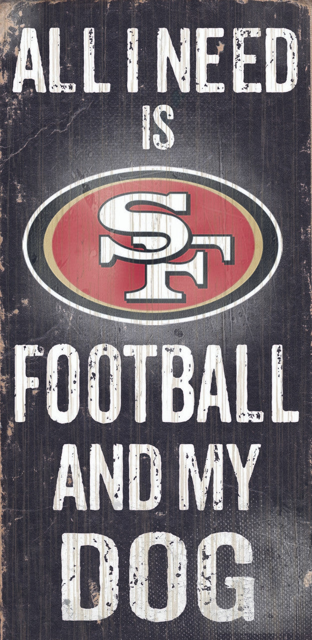 San Francisco 49ers Wood Sign - Football and Dog 6"x12"