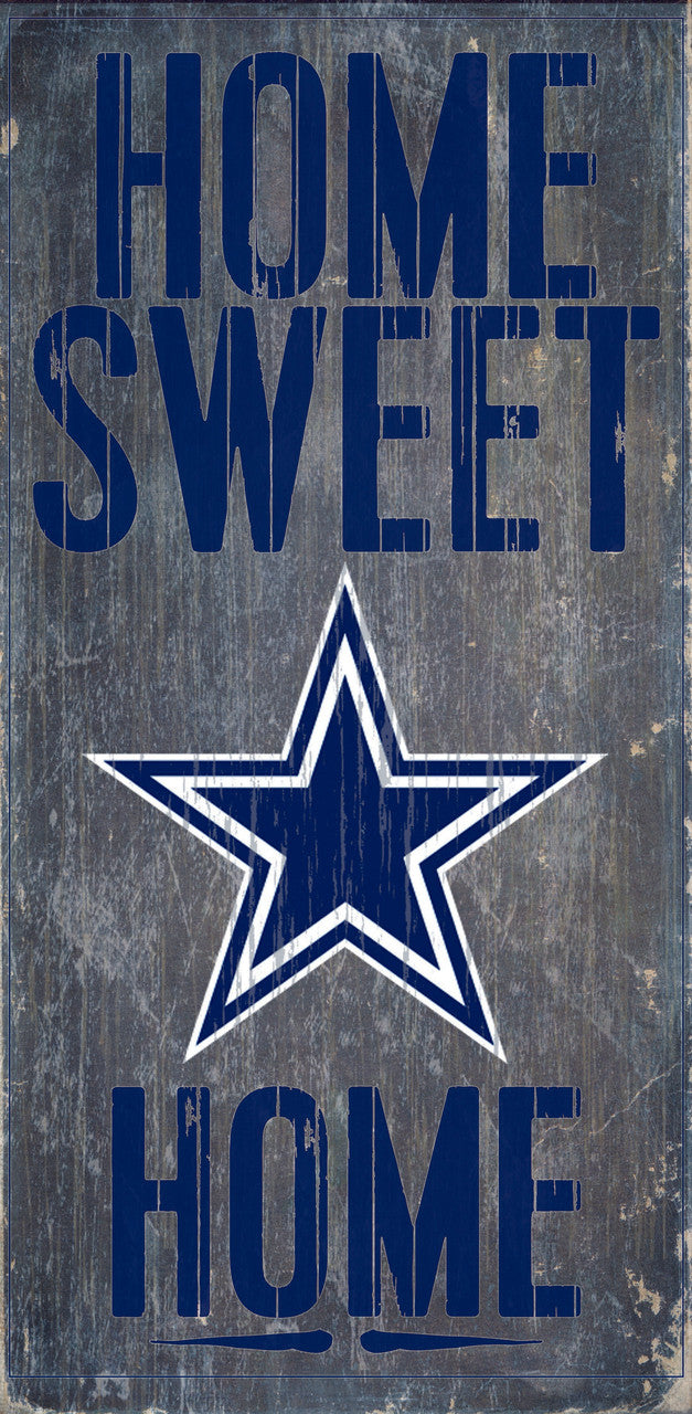 Dallas Cowboys Wood Sign - Home Sweet Home 6"x12"