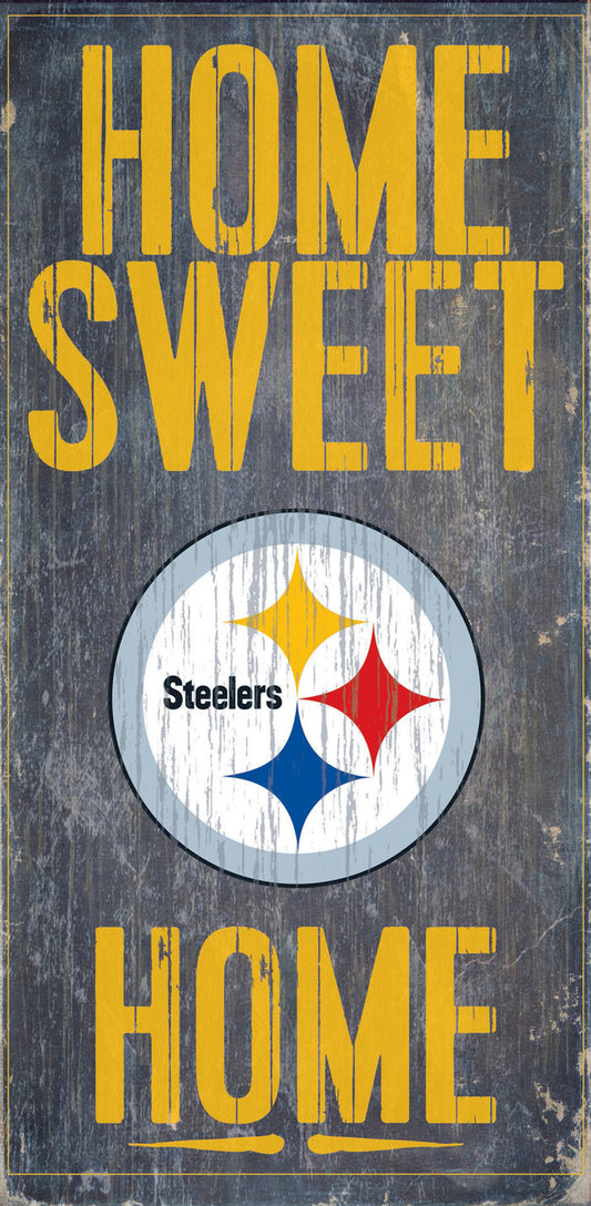 Pittsburgh Steelers Wood Sign - Home Sweet Home 6"x12"