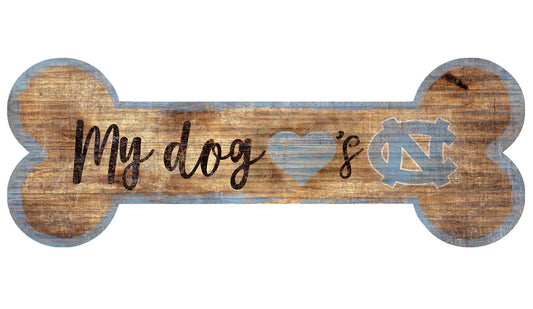 North Carolina Tar Heels Sign Wood 6x12 Dog Bone Shape