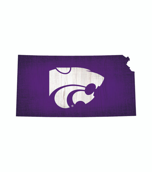 Kansas State Wildcats Sign Wood 12 Inch Team Color State Shape Designder