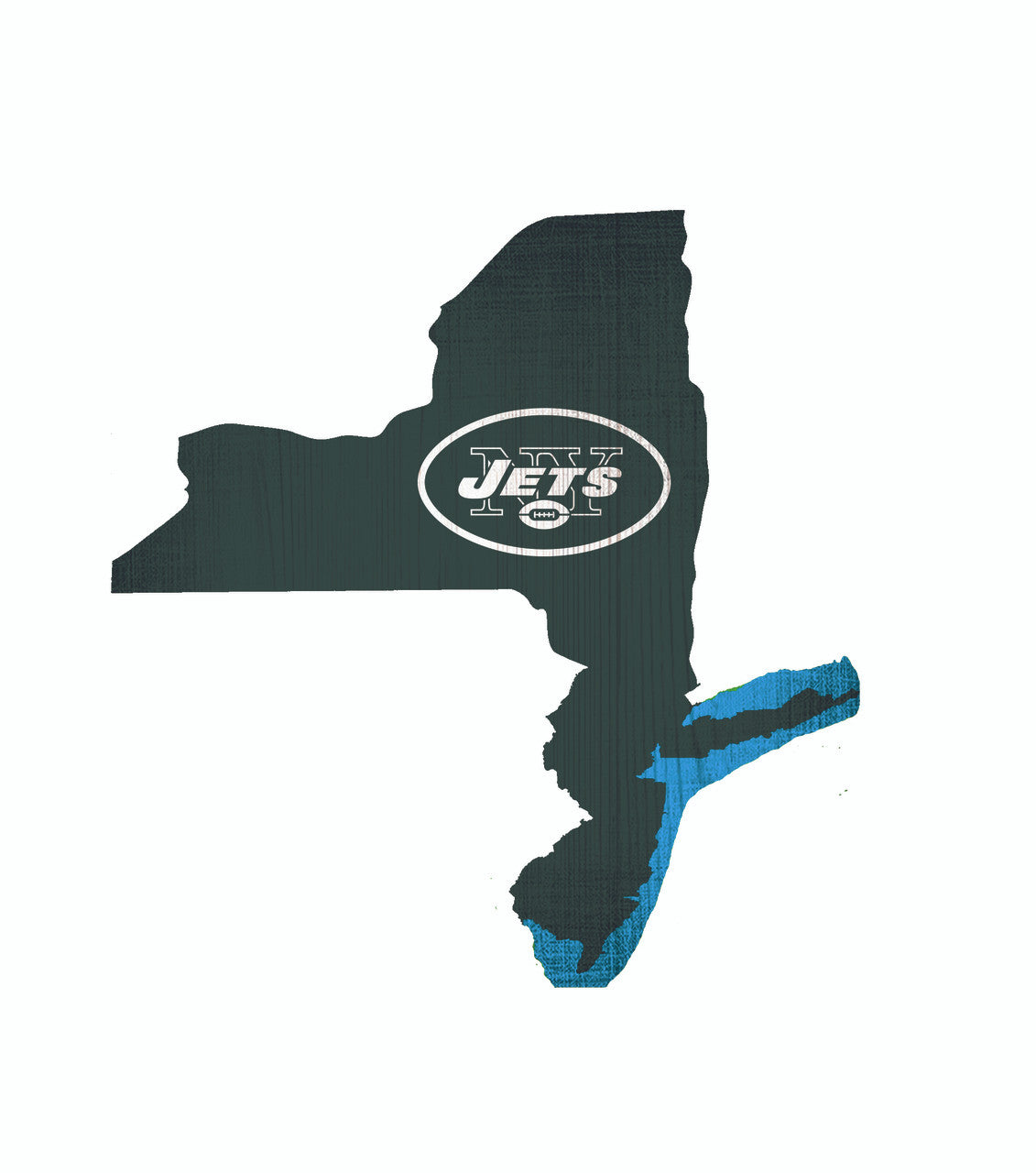 New York Jets Sign Wood 12 Inch Team Color State Shape Design