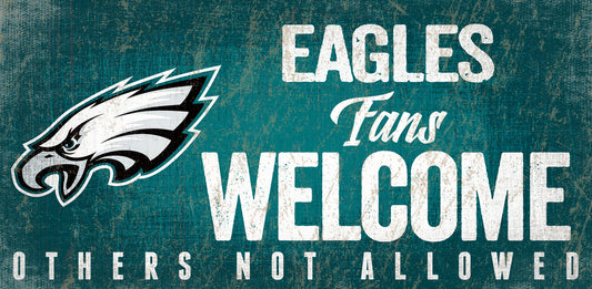 Philadelphia Eagles Wood Sign Fans Welcome 12x6