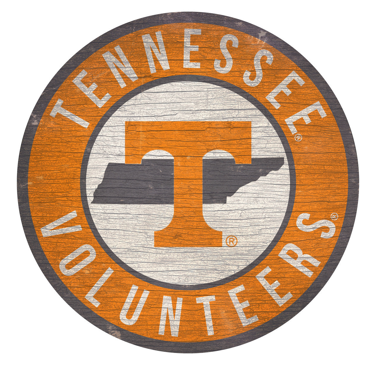 Tennessee Volunteers Sign Wood 12 Inch Round State Design