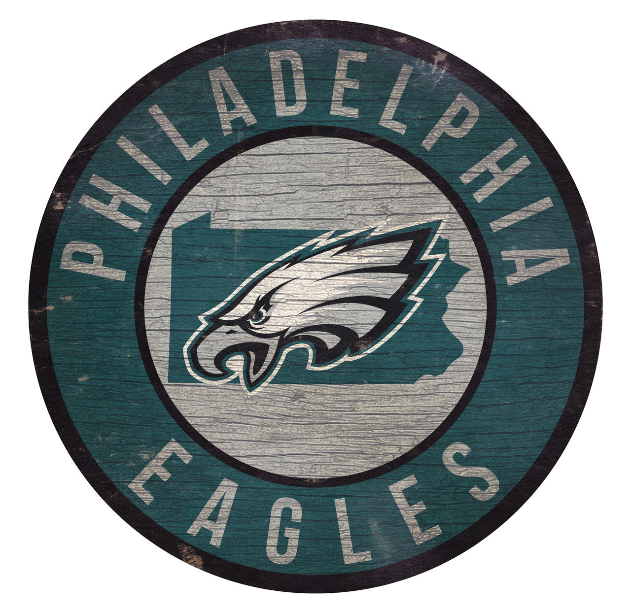 Philadelphia Eagles Sign Wood 12 Inch Round State Design