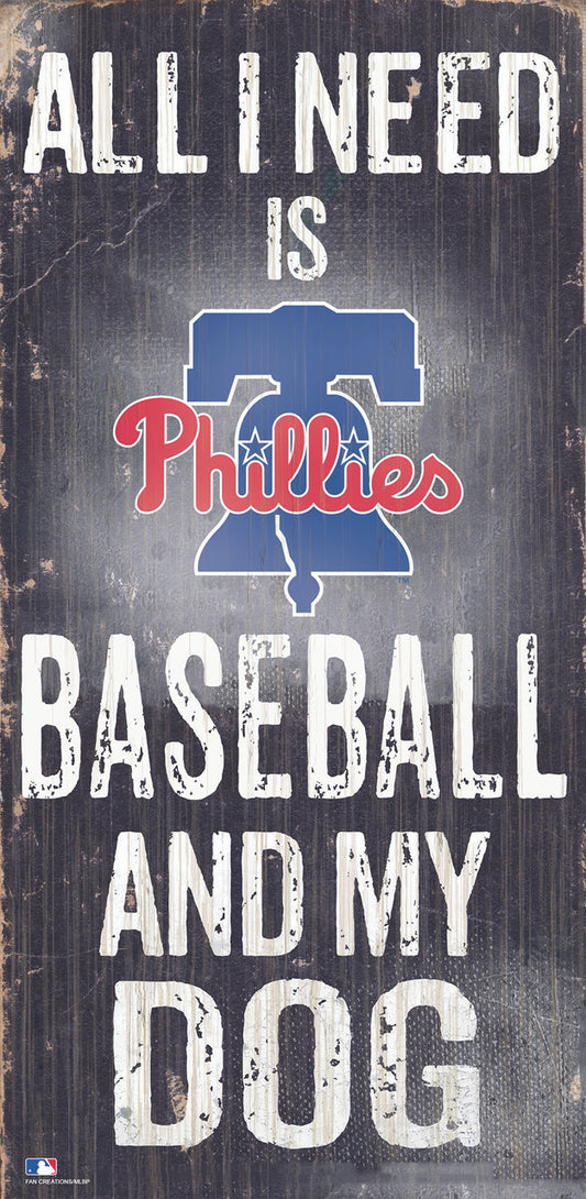 Philadelphia Phillies Sign Wood 6x12 Baseball and Dog Design