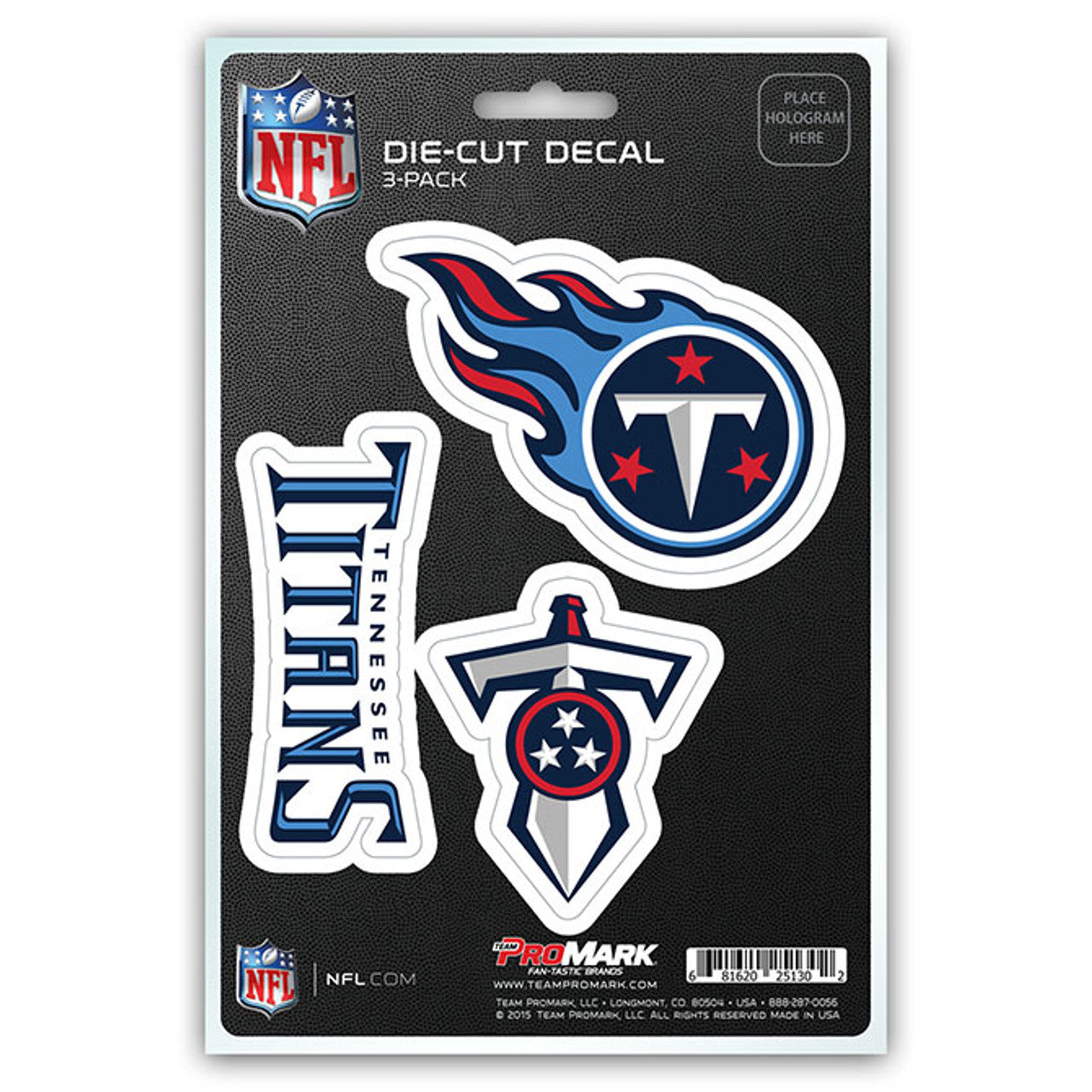 Tennessee Titans Decal Die Cut Team 3 Pack