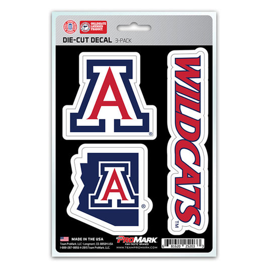 Arizona Wildcats Decal Die Cut Team 3 Pack