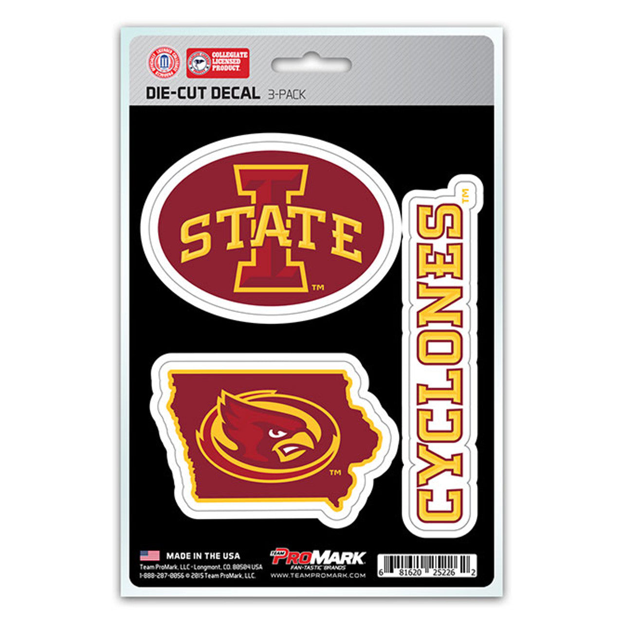 Iowa State Cyclones Decal Die Cut Team 3 Pack