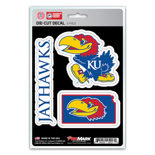 Kansas Jayhawks Decal Die Cut Team 3 Pack