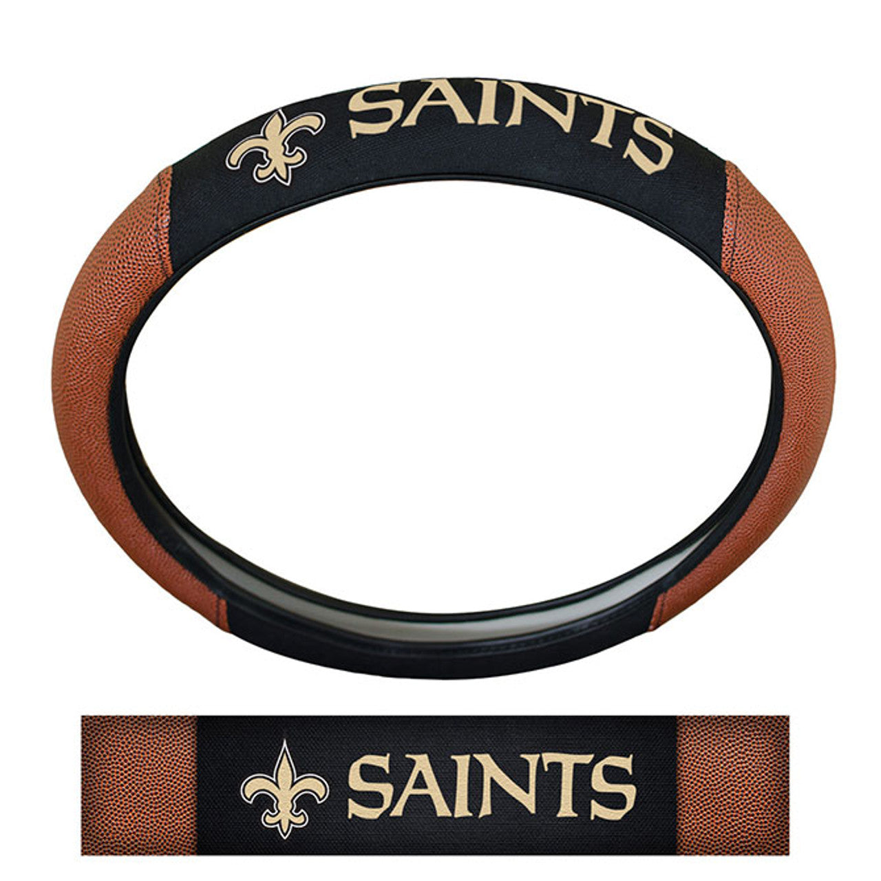 New Orleans Saints Steering Wheel Cover Premium Pigskin Style