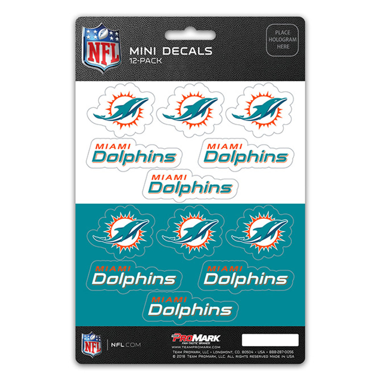 Miami Dolphins Decal Set Mini 12 Pack