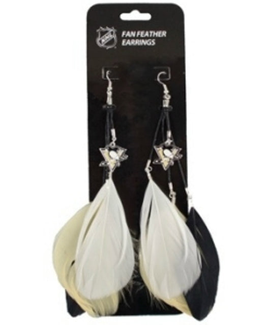 Pittsburgh Penguins Team Color Feather Earrings CO