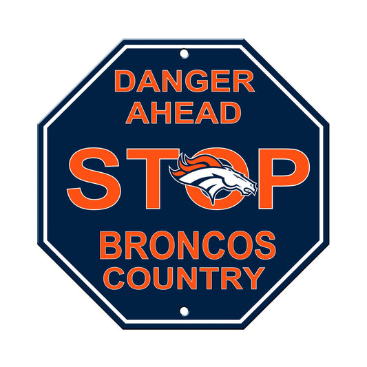 Denver Broncos Sign 12x12 Plastic Stop Style CO