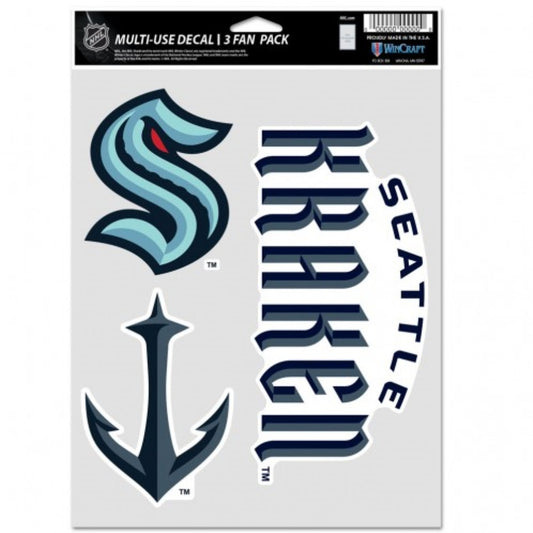 Seattle Kraken Decal Multi Use Fan 3 Pack