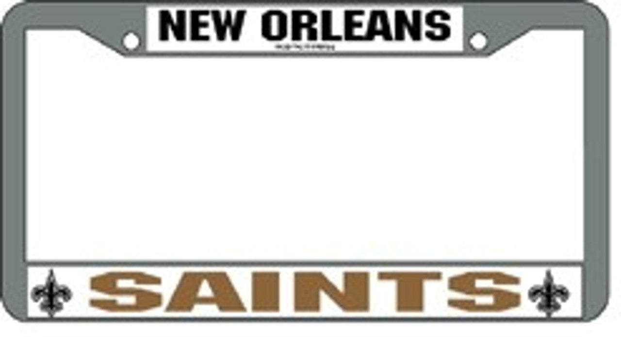 New Orleans Saints License Plate Frame Chrome