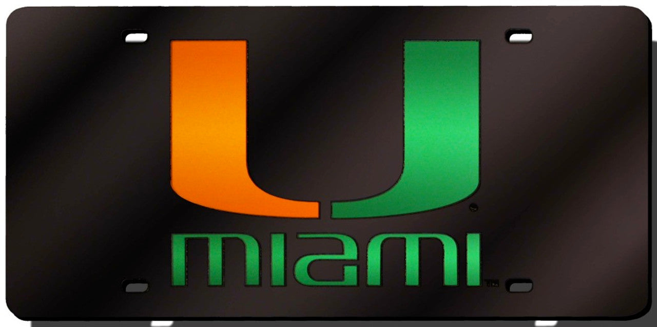 Miami Hurricanes License Plate Laser Cut Black