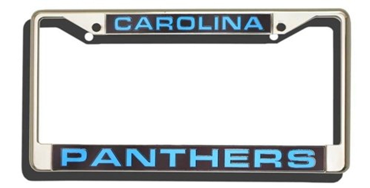 Carolina Panthers License Plate Frame Laser Cut Chrome