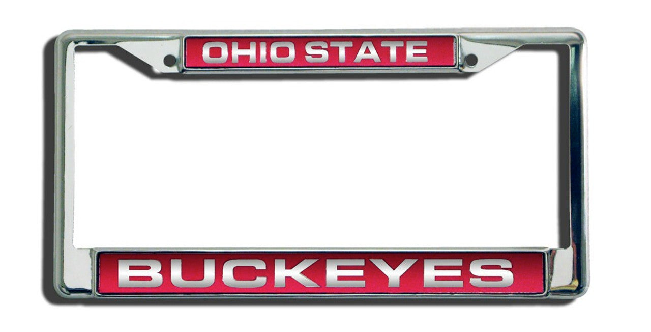 Ohio State Buckeyes License Plate Frame Laser Cut Chrome