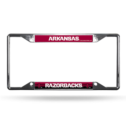 Arkansas Razorbacks License Plate Frame Chrome EZ View