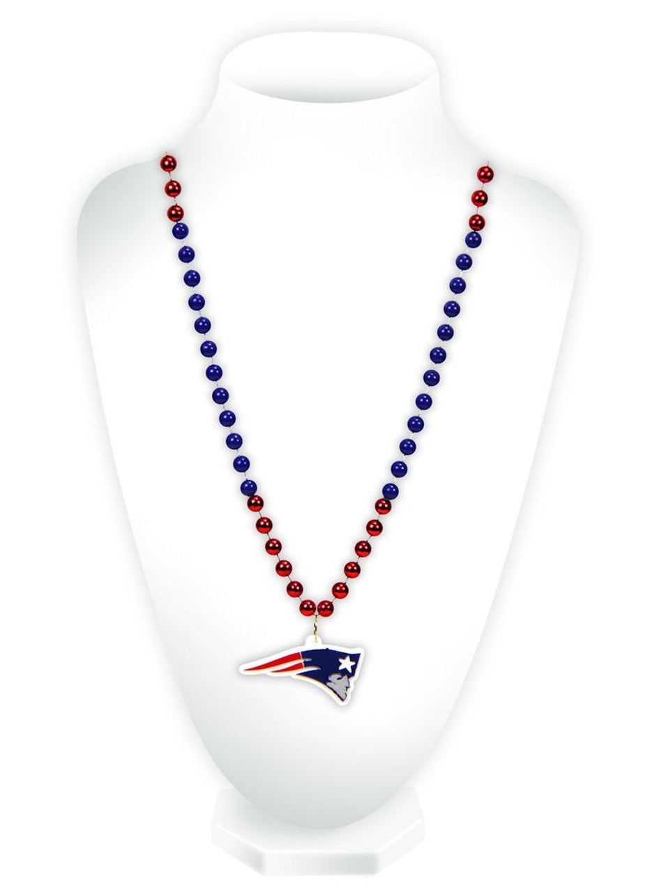 New England Patriots Beads with Medallion Mardi Gras Style