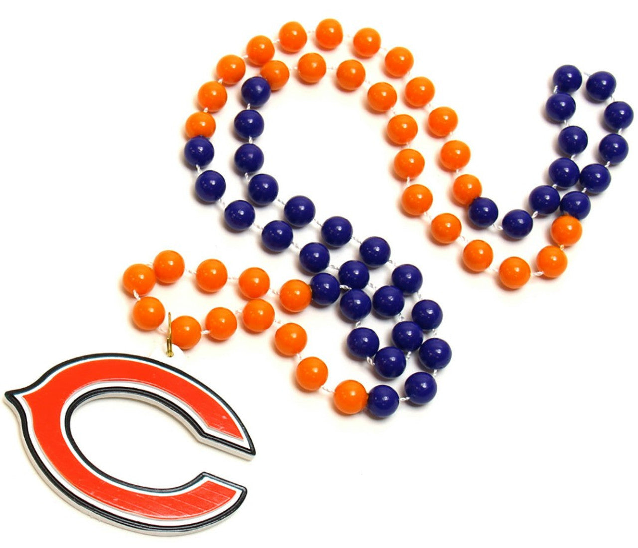 Chicago Bears Beads with Medallion Mardi Gras Style