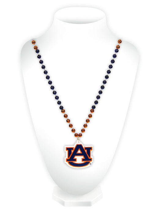 Auburn Tigers Beads with Medallion Mardi Gras Style