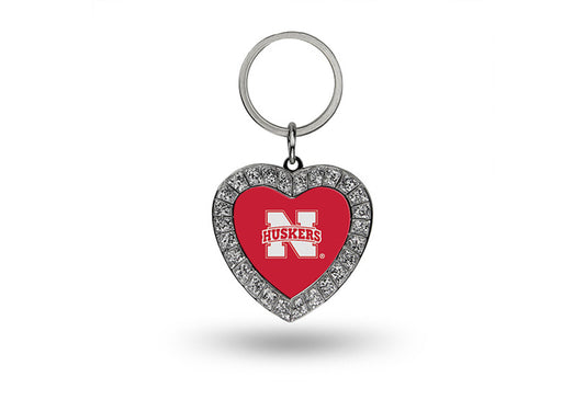 Nebraska Cornhuskers Keychain Rhinestone Heart CO
