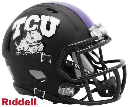 TCU Horned Frogs Helmet Riddell Replica Mini Speed Style Matte Black