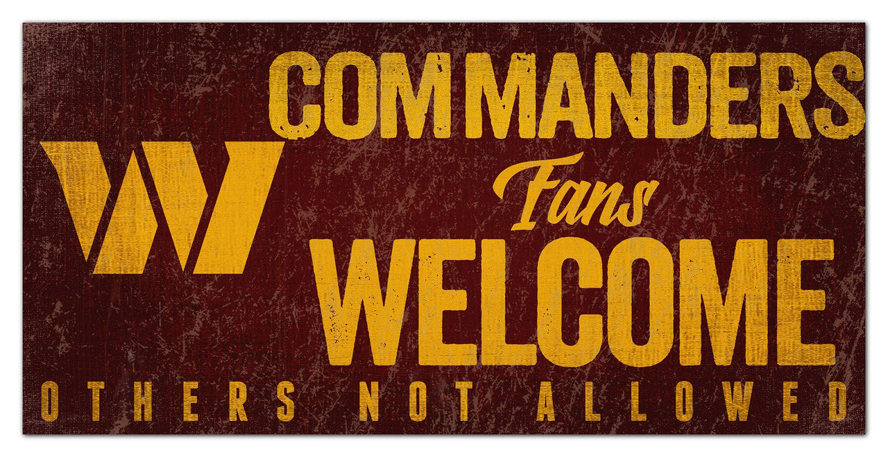 Washington Commanders Sign Wood 12x6 Fans Welcome Design