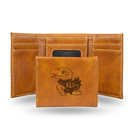 Kansas Jayhawks Wallet Trifold Laser Engraved