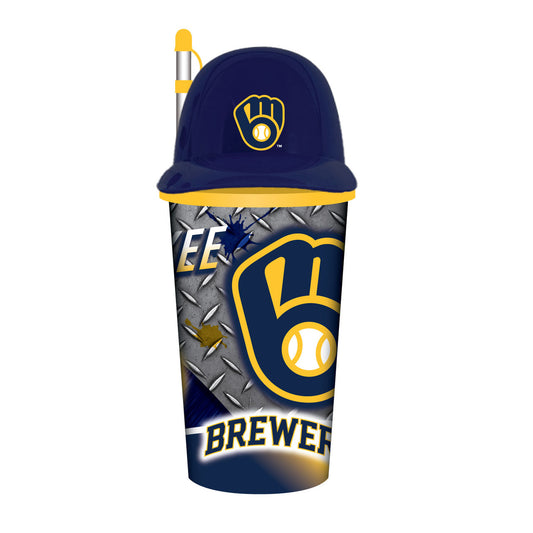 Milwaukee Brewers Helmet Cup 32oz Plastic with Straw