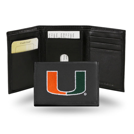 Miami Hurricanes Wallet Trifold Leather Embroidered