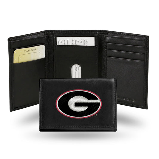 Georgia Bulldogs Wallet Trifold Leather Embroidered