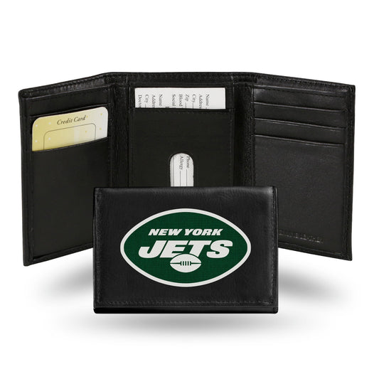 New York Jets Wallet Trifold Leather Embroidered