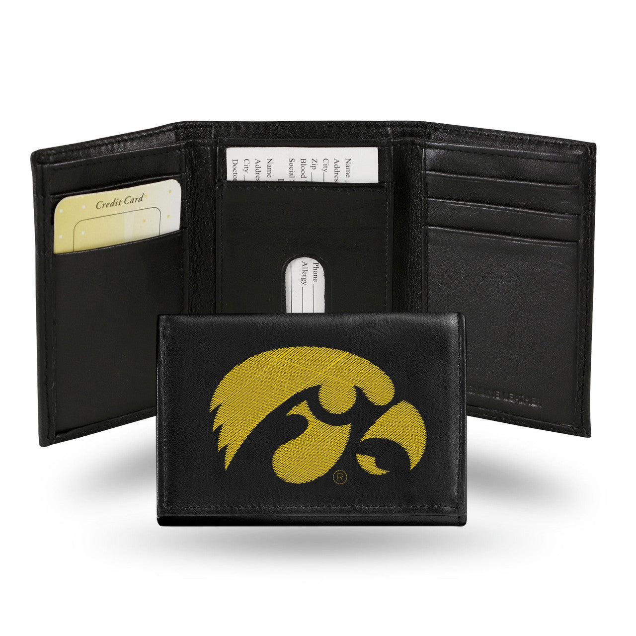 Iowa Hawkeyes Wallet Trifold Leather Embroidered