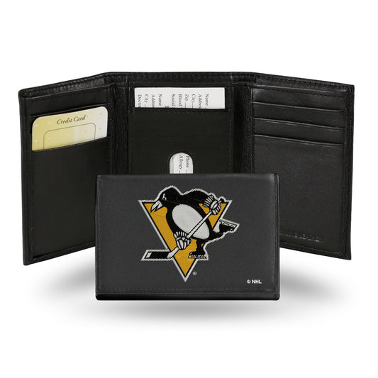 Pittsburgh Penguins Wallet Trifold Leather Embroidered