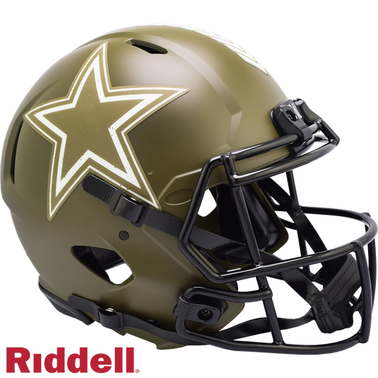 Dallas Cowboys Helmet Riddell Authentic Full Size Speed Style Salute To Service