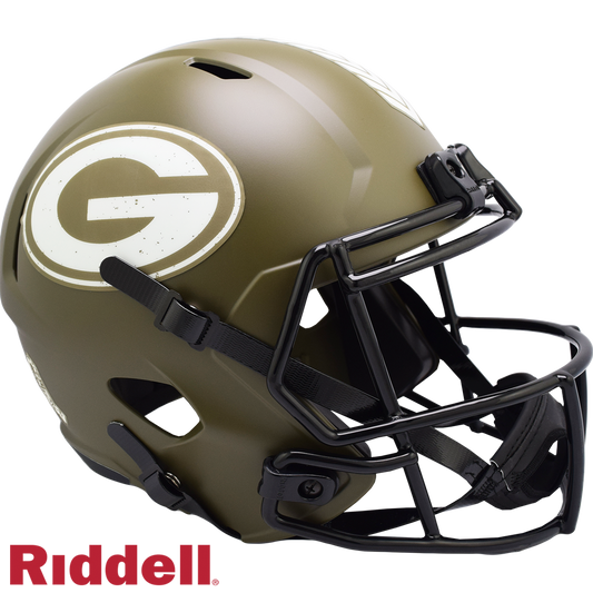 Green Bay Packers Helmet Riddell Replica Full Size Speed Style Salute To Service