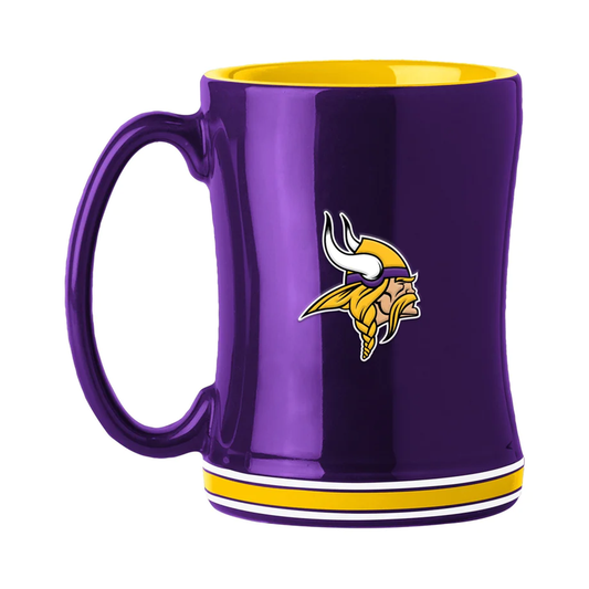 Minnesota Vikings Coffee Mug 14oz Sculpted Relief Team Color